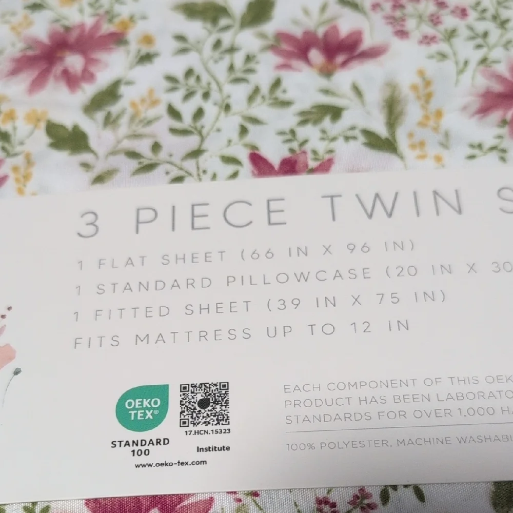 Bloom Pink and Green Floral Sheets Bedding Set